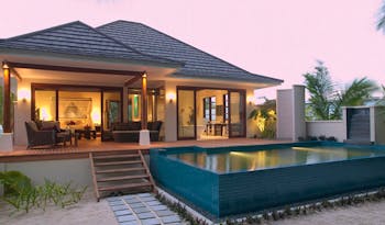 Hilton Labriz Seychelles villa exterior decked seating area private pool