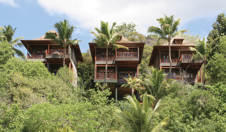 Hilton Northolme Seychelles ocean view villas wooden buildings on stilts tropical forests
