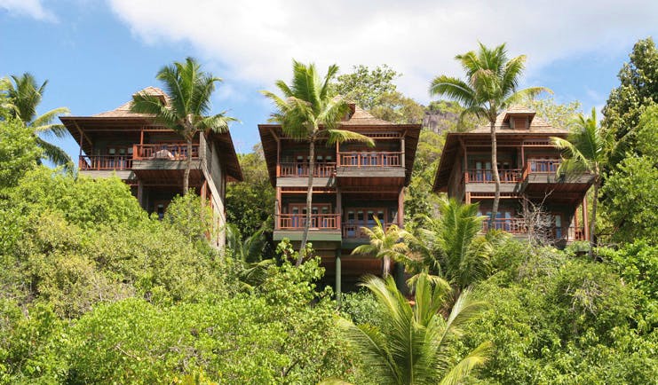 Hilton Northolme Seychelles ocean view villas wooden buildings on stilts tropical forests