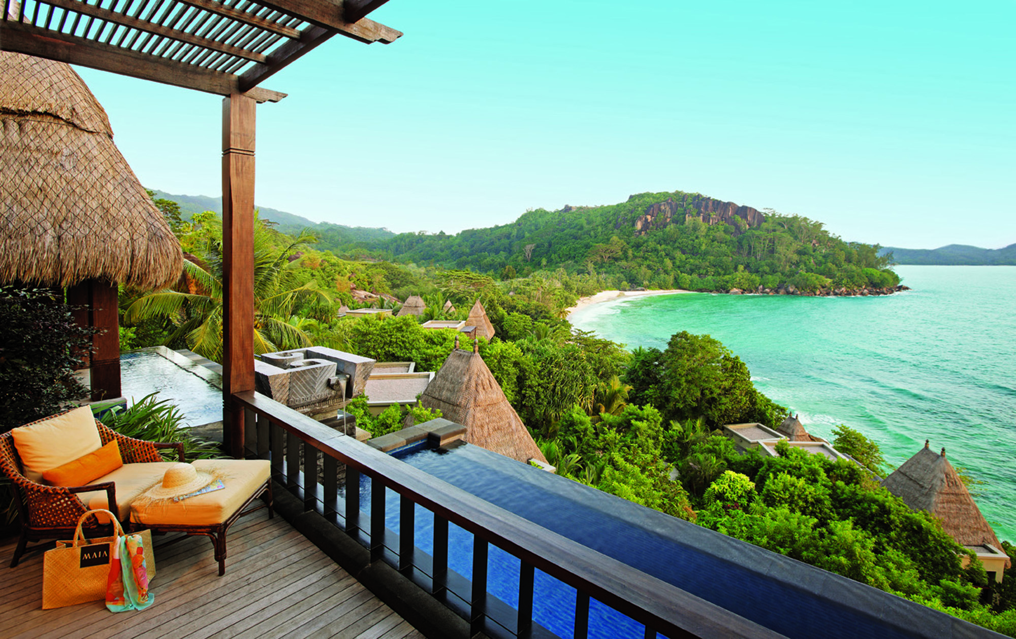 Maia Seychelles villa terrace private terrace private infinity pool overlooking ocean