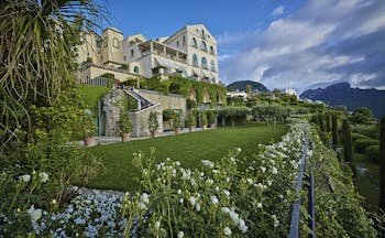 Hotel Caruso Amalfi Coast hotel exterior green lawns white flowers