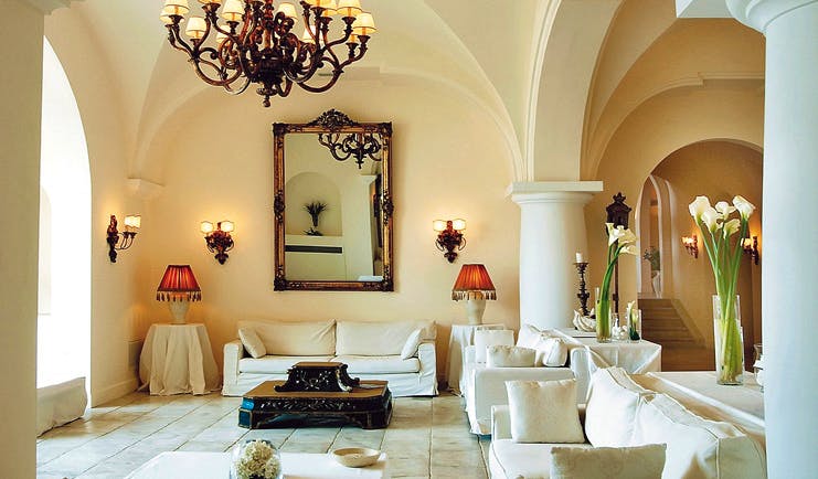 Capri Palace Hotel Amalfi Coast lounge sofas armchairs mirrors chandeliers