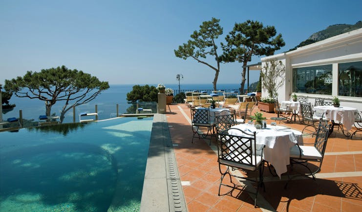 Casa Morgano Amalfi Coast pool terrace infinity pool outdoor dining area sea views
