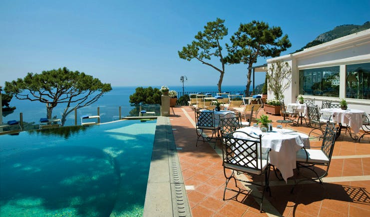 Casa Morgano Amalfi Coast pool terrace infinity pool outdoor dining area sea views