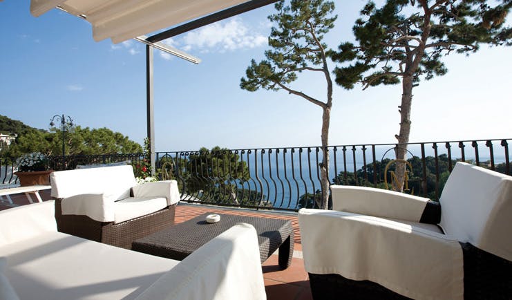 Casa Morgano Amalfi Coast terrace outdoor seating area coastal views