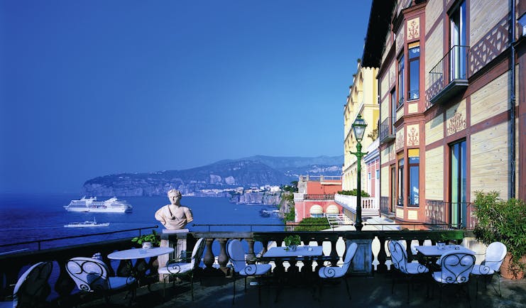 Grand Hotel Excelsior Vittoria Amalfi Coast terrace outdoor dining area overlooking sea