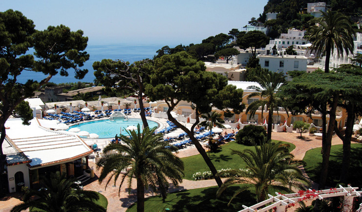 Hotel Quisisana Capri grounds pool terrace hotel building sea in background