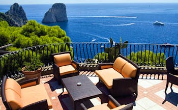 Hotel Luna Capri terrace outdoor seating area overlooking sea