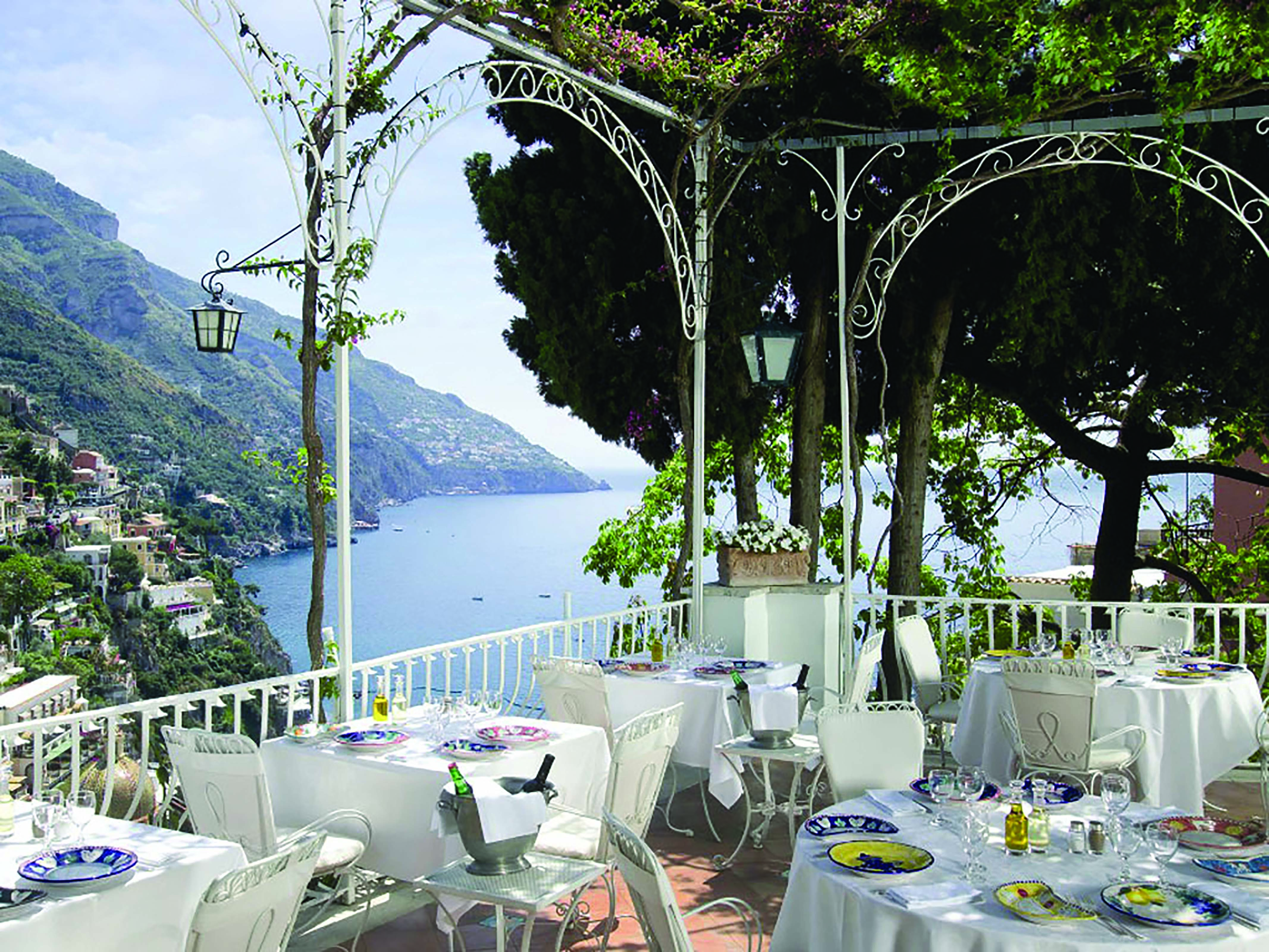 Hotel Poseidon Amalfi Coast outdoor terrace restaurant overlooking the sea