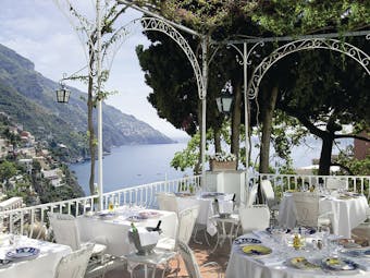 Hotel Poseidon Amalfi Coast outdoor terrace restaurant overlooking the sea
