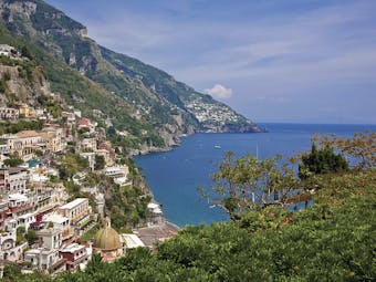 Hotel Poseidon Amalfi Coast view of cliff side town and sea