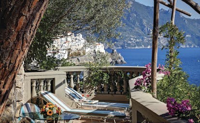 Hotel Santa Caterina Amalfi Coast balcony sun loungers sea views