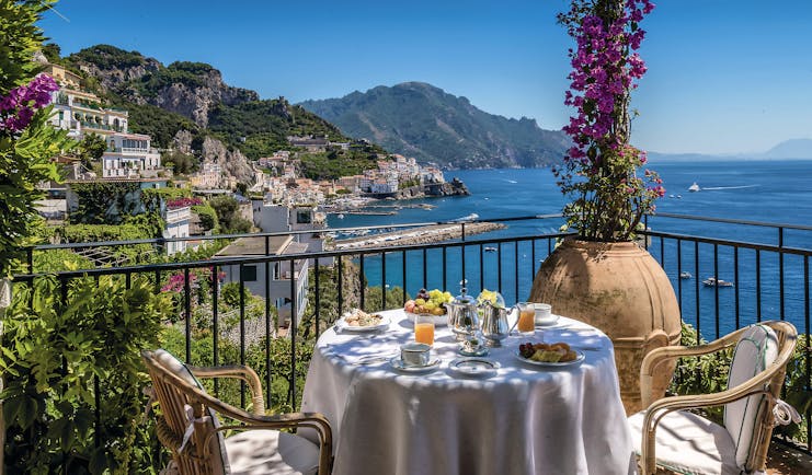 Hotel Santa Caterina Amalfi Coast breakfast on the balcony overlooking the sea
