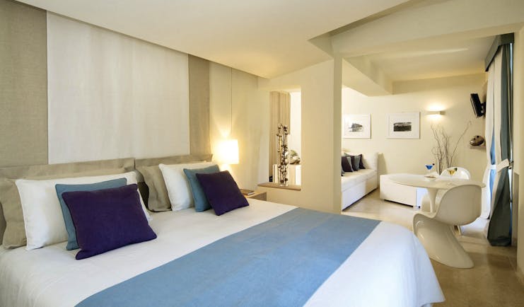 Mezzatorre Resort Amalfi Coast bed and living area chair sofa