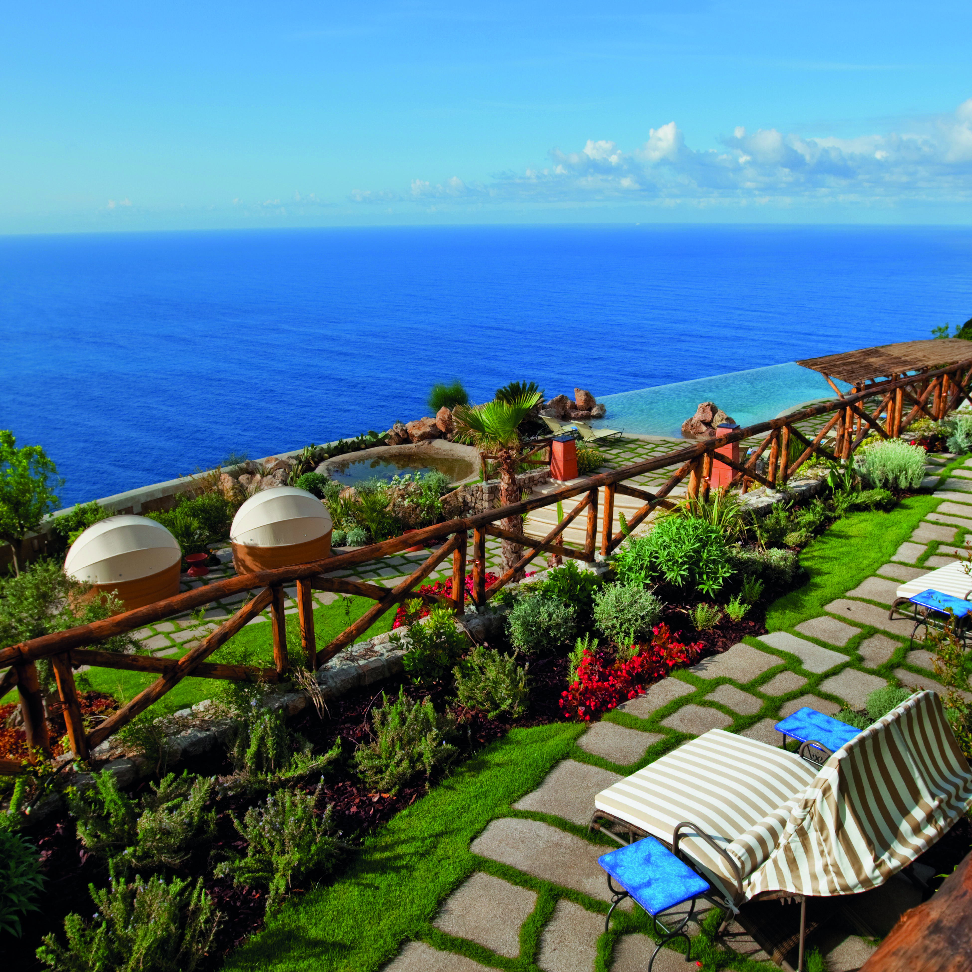 Monastero Santa Rosa Amalfi Coast infinity pool and gardens overlooking the sea