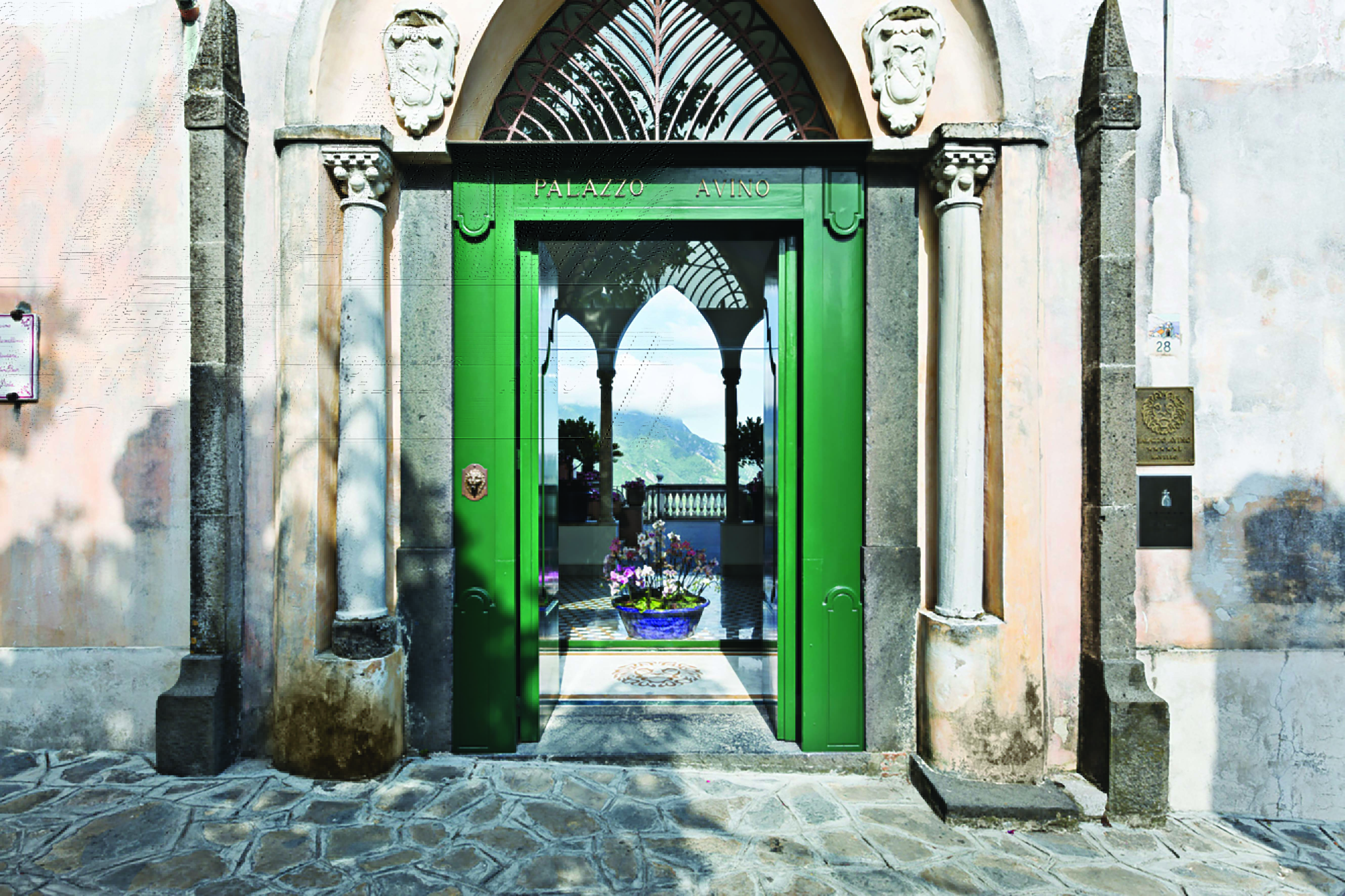 Palazzo Avino Amalfi Coast entrance green door frame