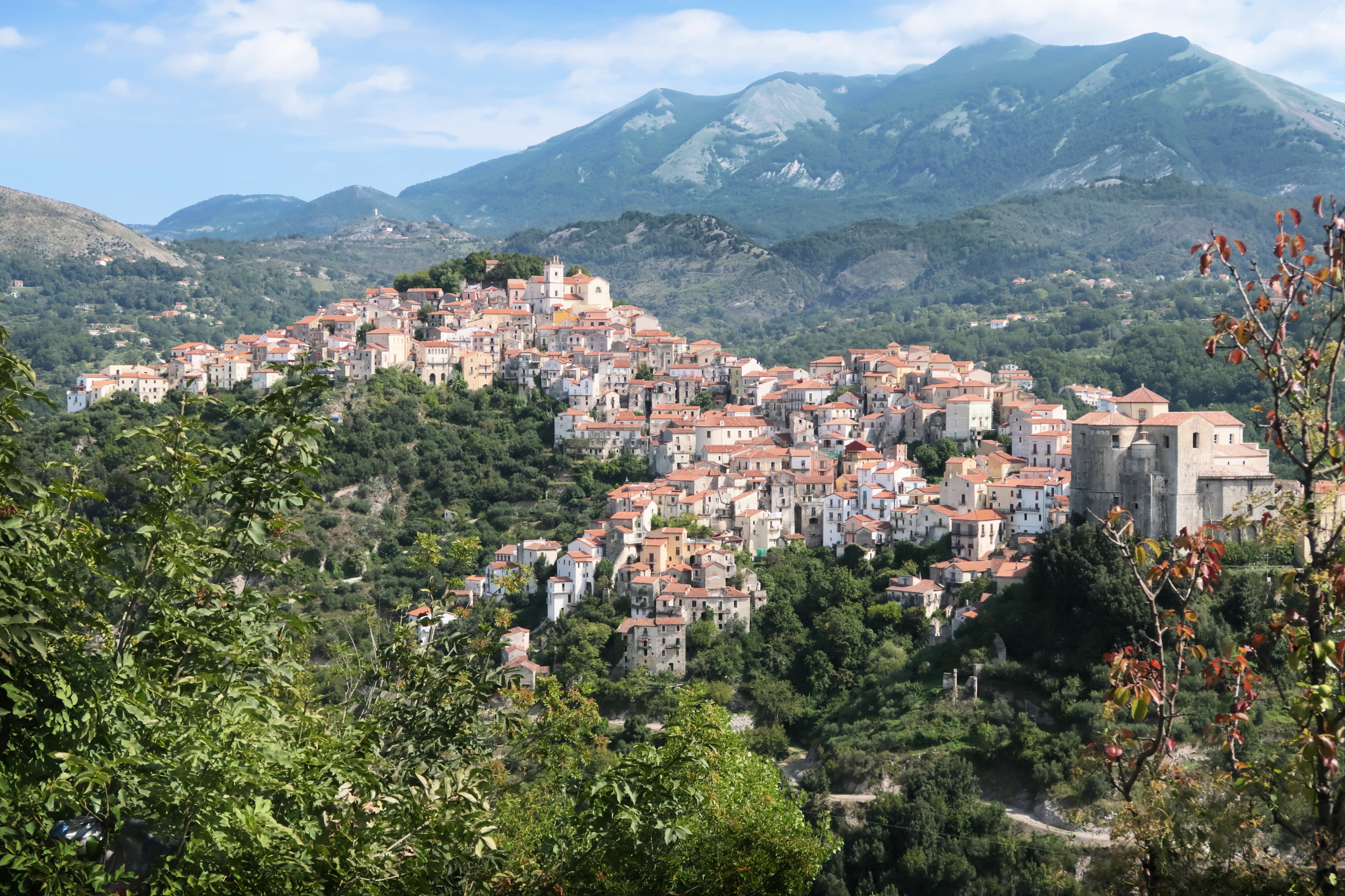 Mediaeval town of Rivello on hilltop in Basilicata, known for its goldsmiths