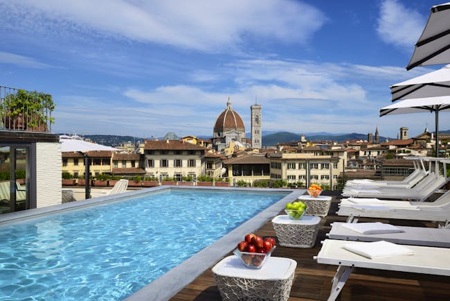 Grand Hotel Minerva Florence blue waters of rooftop pool