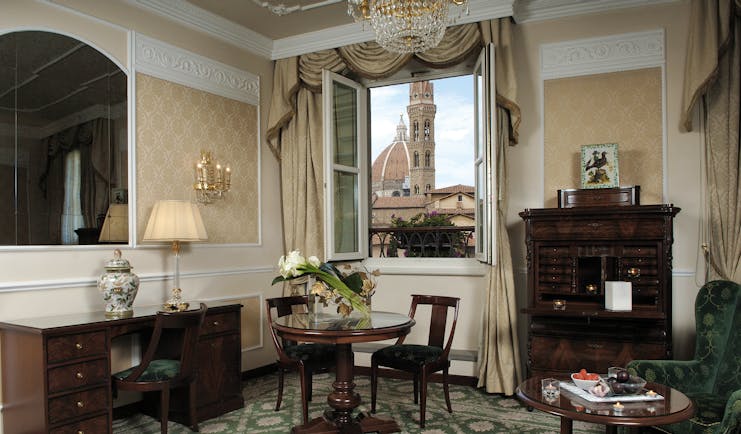 Hotel Bernini Palace Florence junior suite living area elegant décor cathedral views