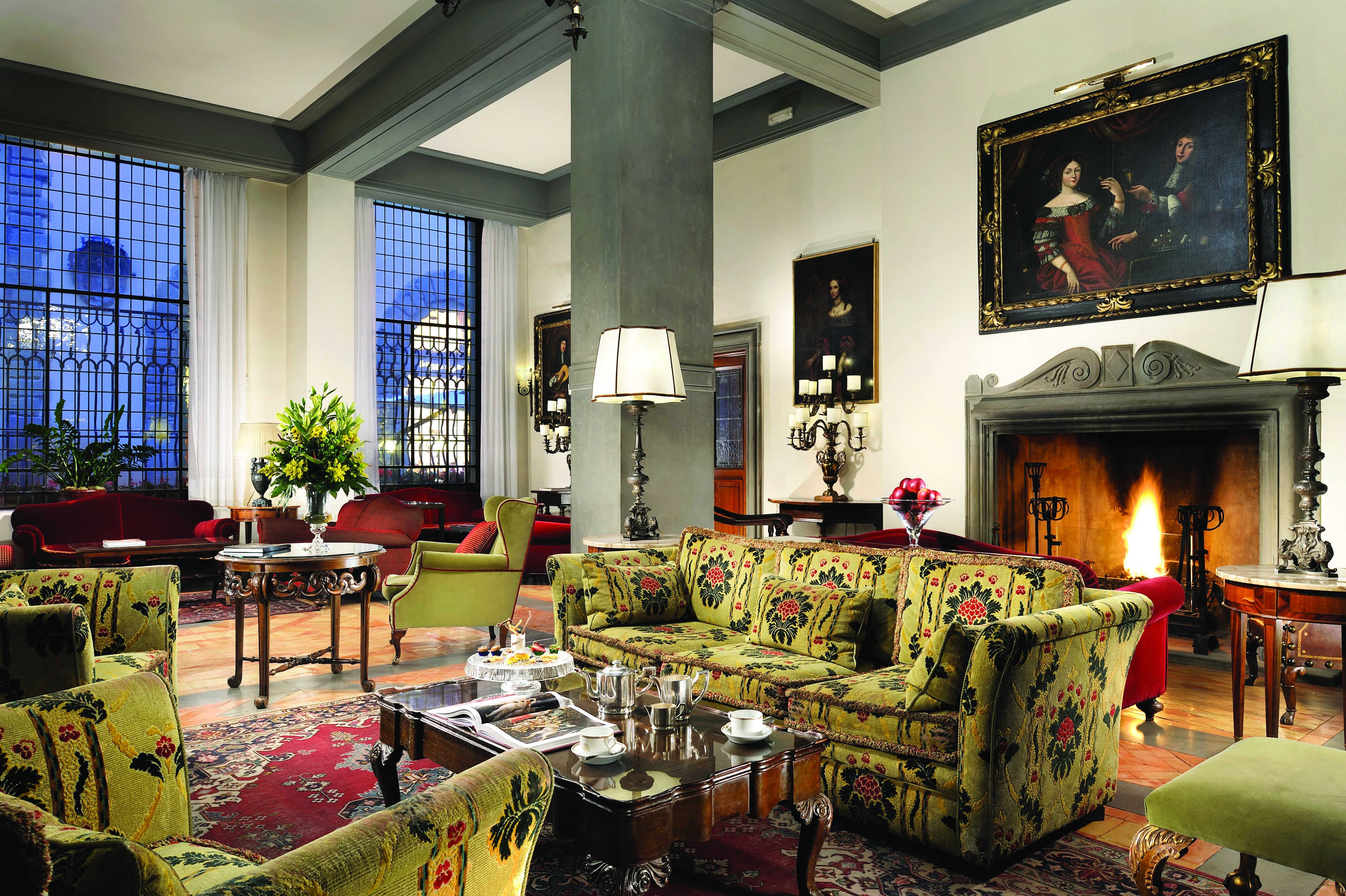 Helvetia and Bristol Florence lounge sofas and chairs open fire