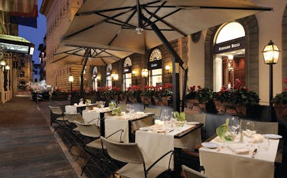 Helvetia and Bristol Florence terrace outdoor dining area streets of Florence