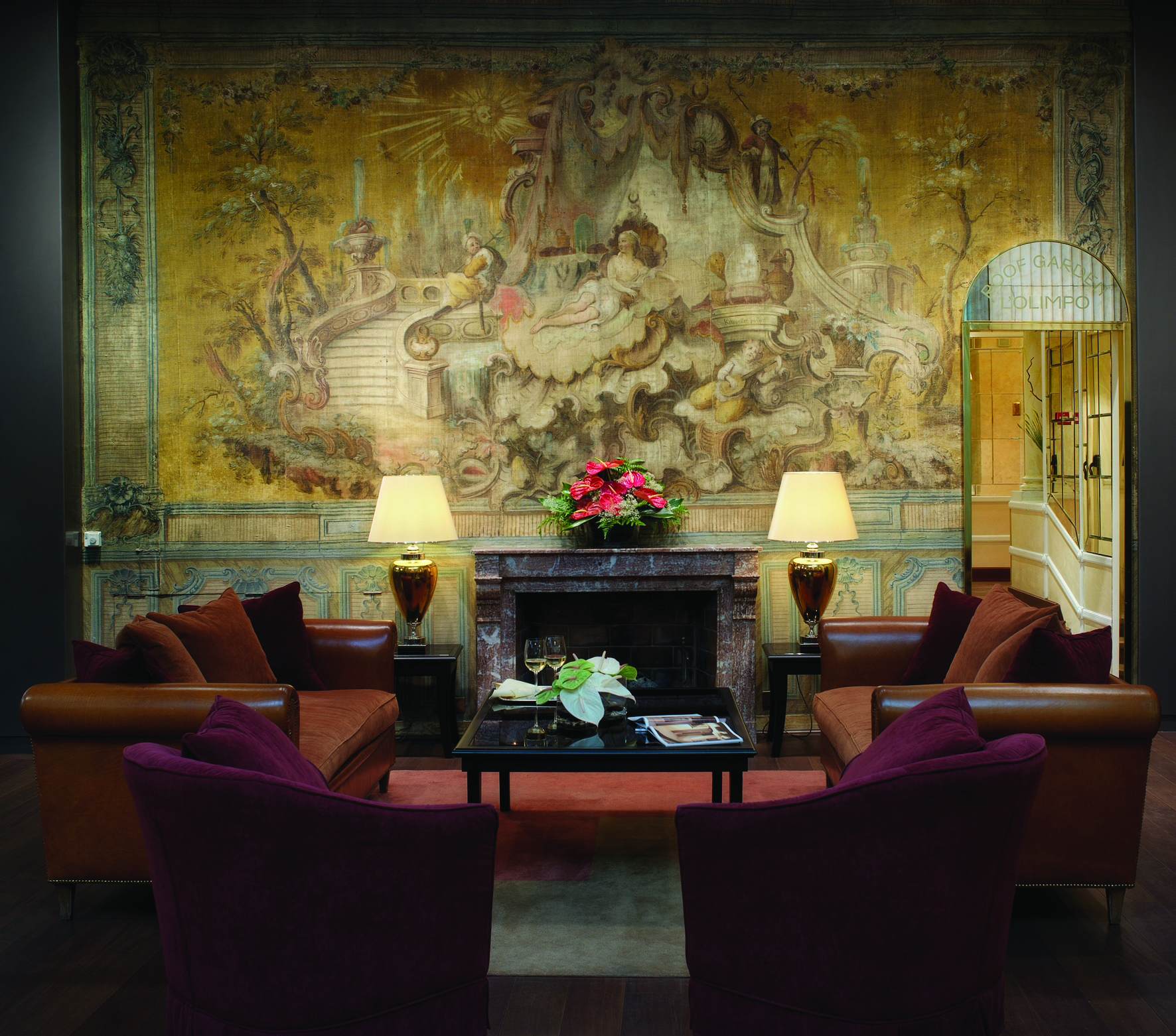 Bernini Bristol Rome lobby marble floors sofa hotel reception