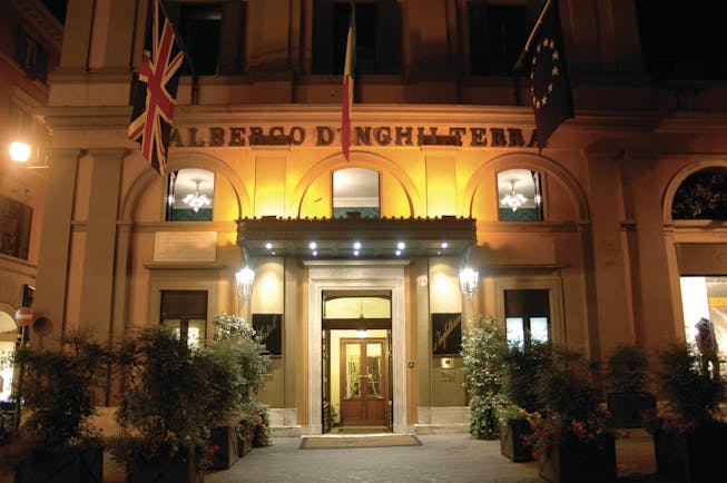 Hotel d'Inghilterra Rome exterior at night hotel building entrance