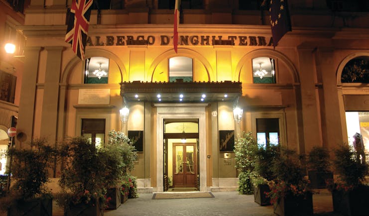 Hotel d'Inghilterra Rome exterior at night hotel building entrance