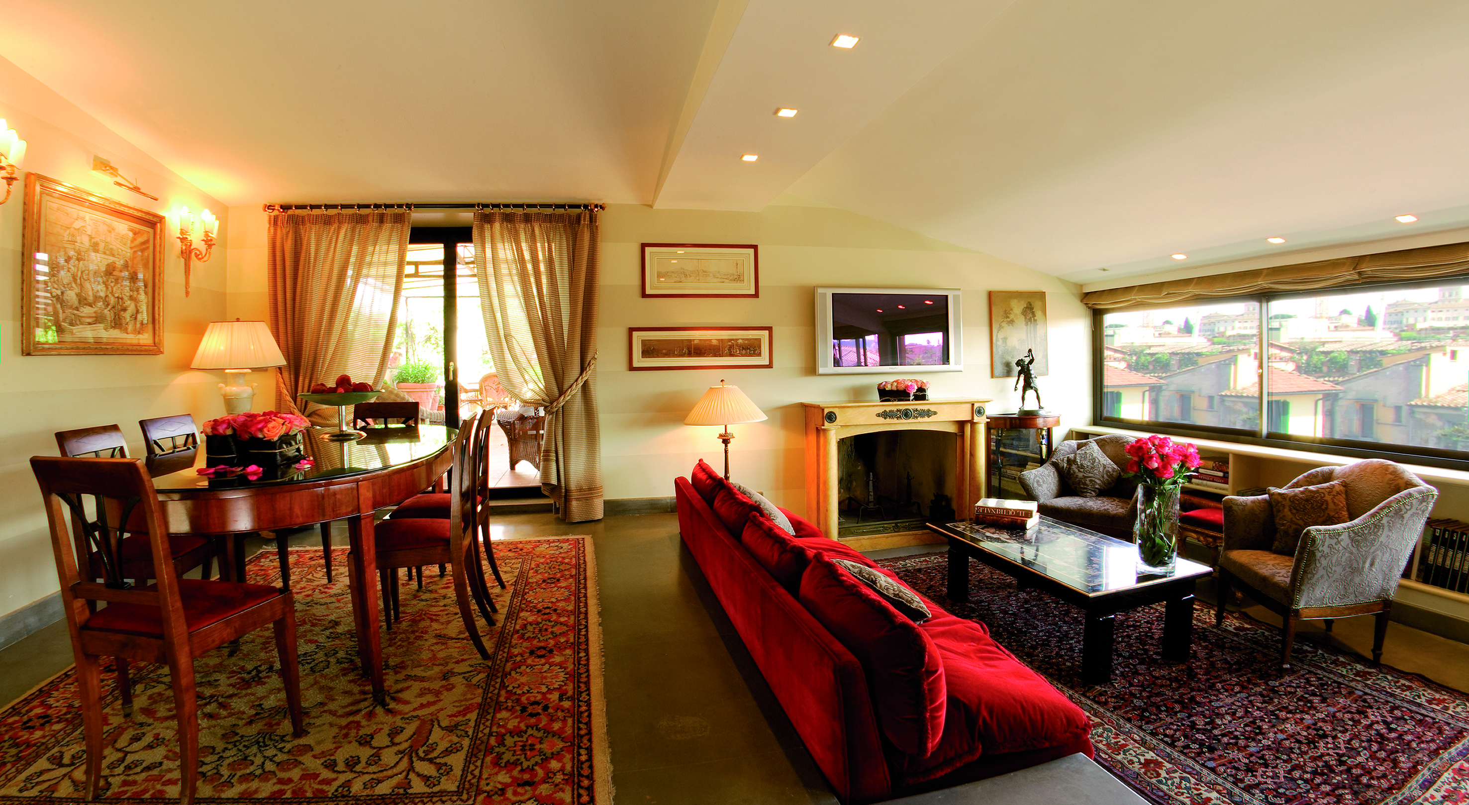 Hotel d'Inghilterra Rome penthouse lounge dining table sofas chairs ornate décor