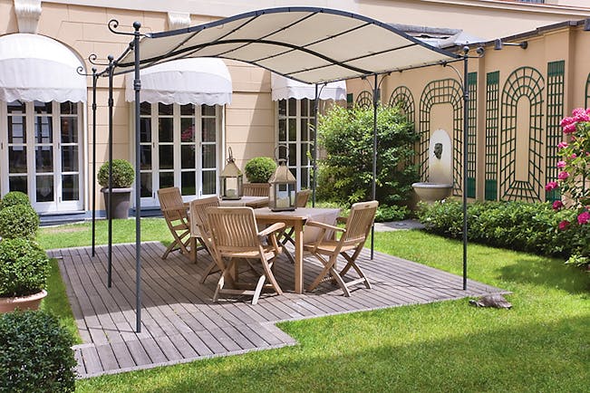 Grand Hotel Sitea Turin garden area with shade and chairs by grass