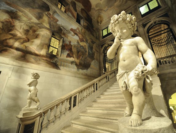 Ca Sagredo Venice staircase marble floors statues frescoed walls