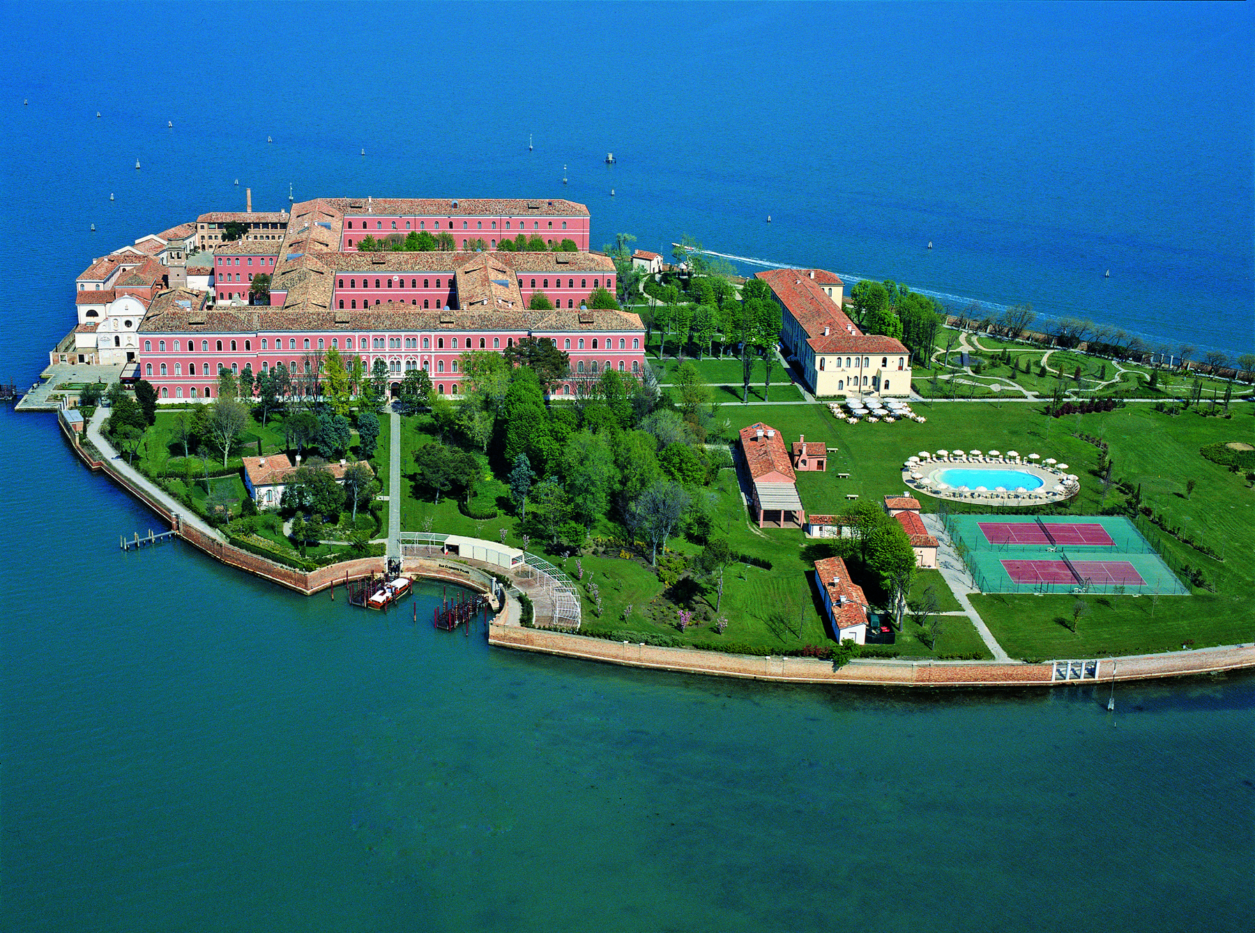 San Clemente Palace Venice island hotel private island lawns pool sea