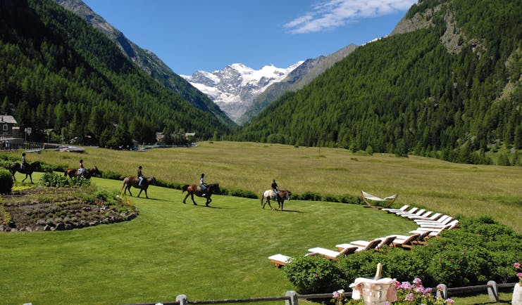 View of the scenery from the Bellevue hotel and spa looking over the italian alps 