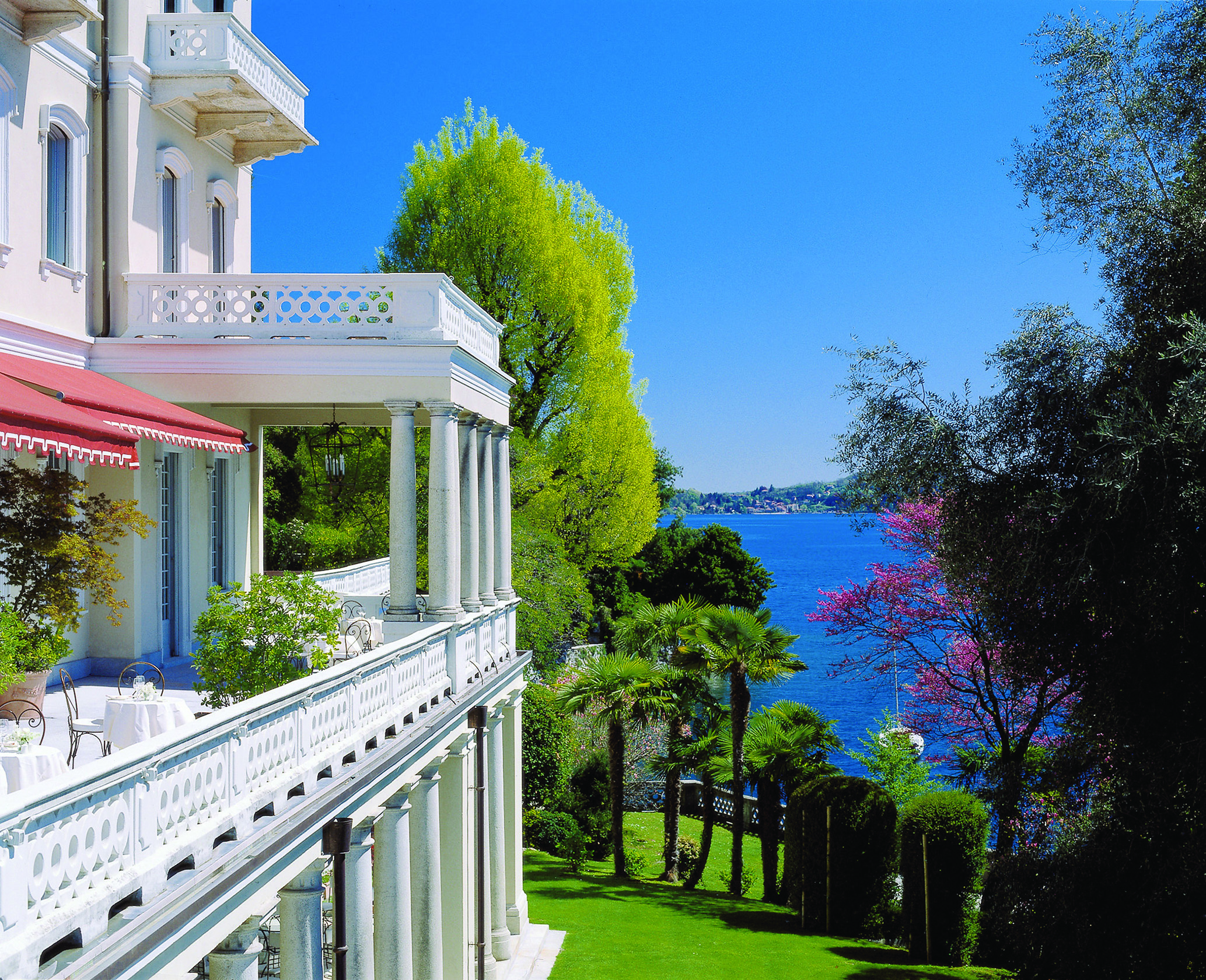 Grand Hotel Majestic Lake Maggiore balcony outdoor seating area overlooking Lake Maggiore