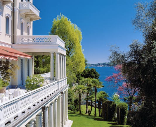 Grand Hotel Majestic Lake Maggiore balcony outdoor seating area overlooking Lake Maggiore