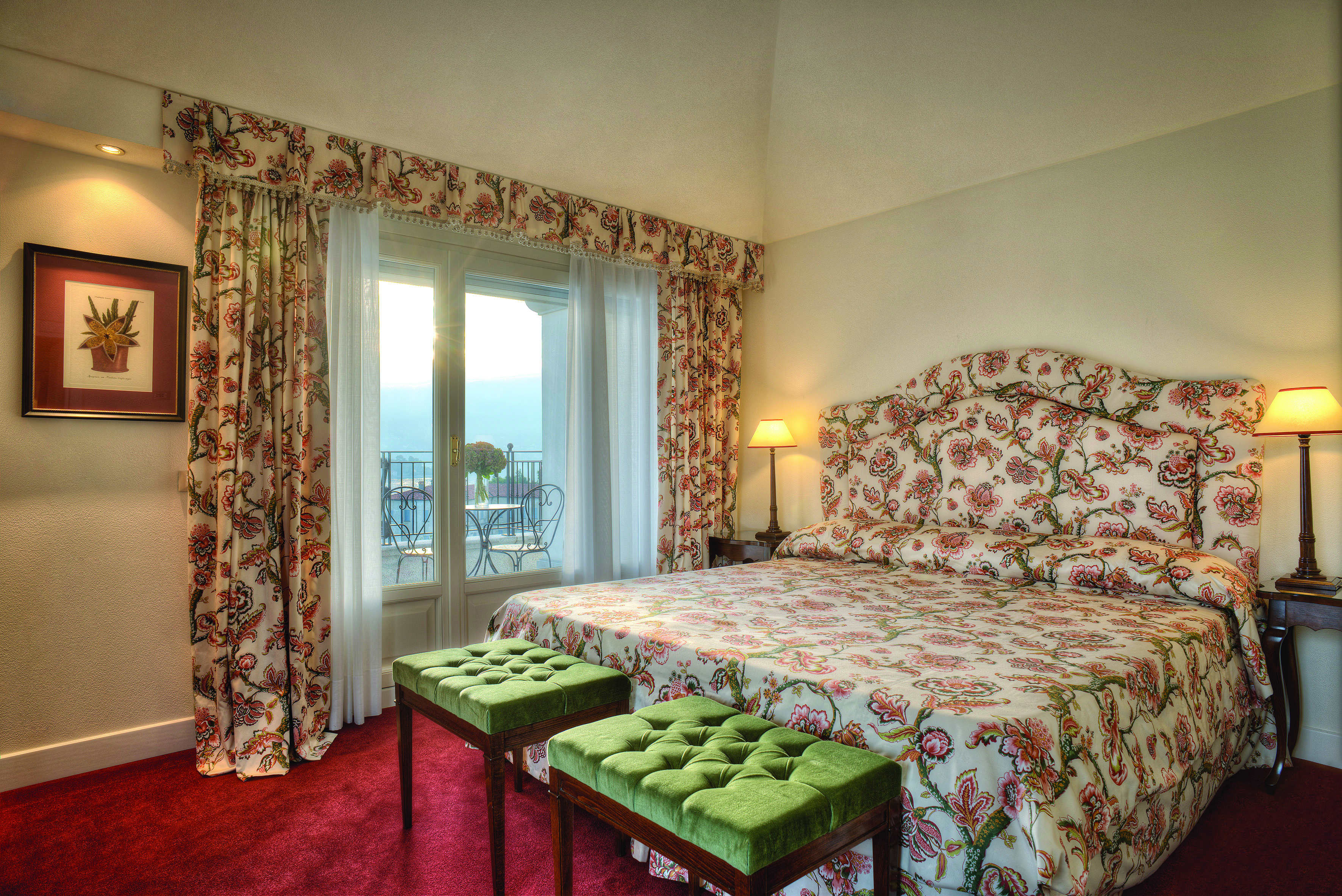 Grand Hotel Majestic Lake Maggiore executive suite bedroom traditional décor side view of lake