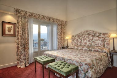 Grand Hotel Majestic Lake Maggiore executive suite bedroom traditional décor side view of lake