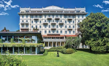 Grand Hotel Majestic Lake Maggiore hotel exterior building lawns greenery