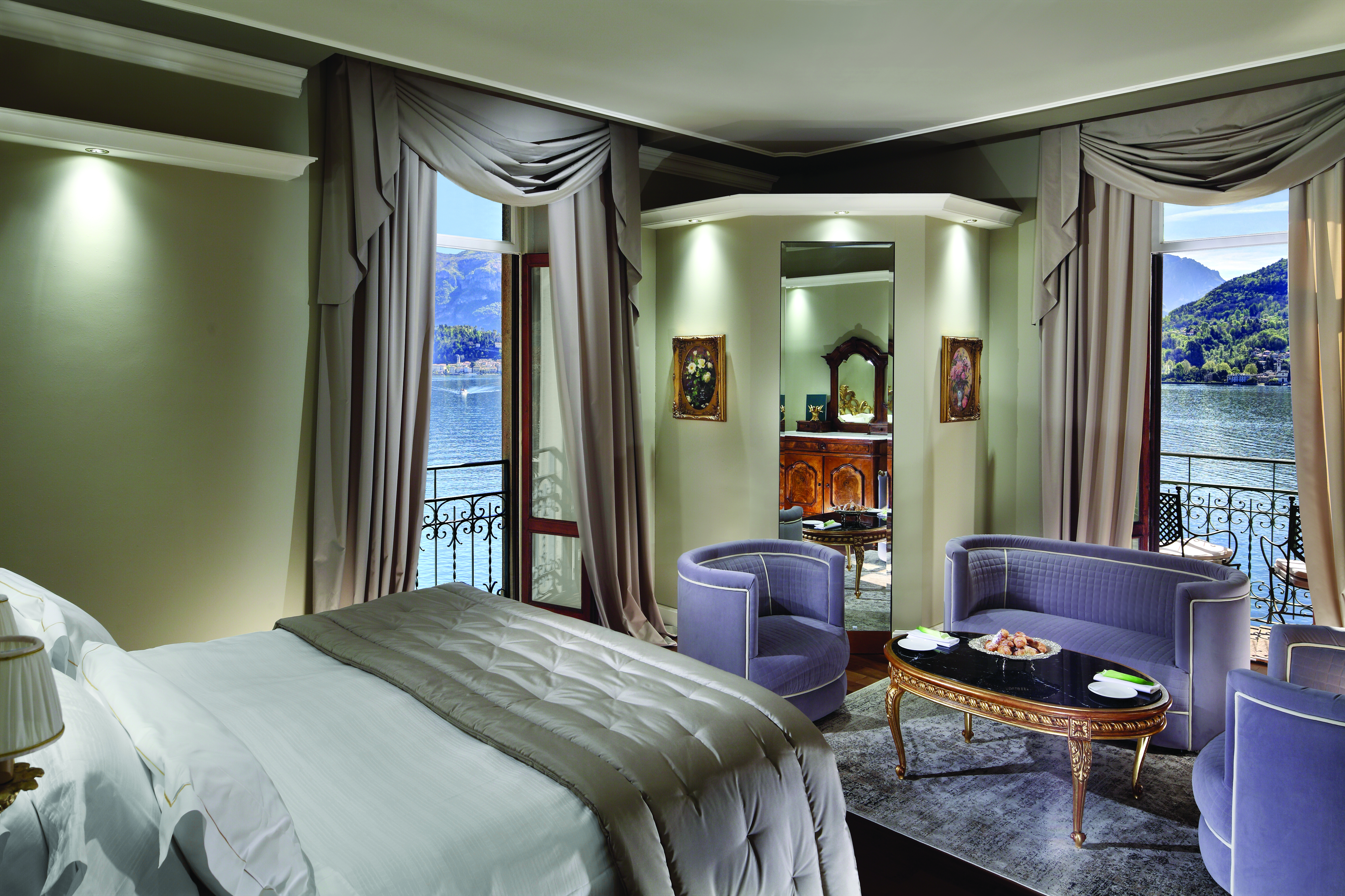Grand Hotel Tremezzo Lake Como deluxe room elegant décor view of lake