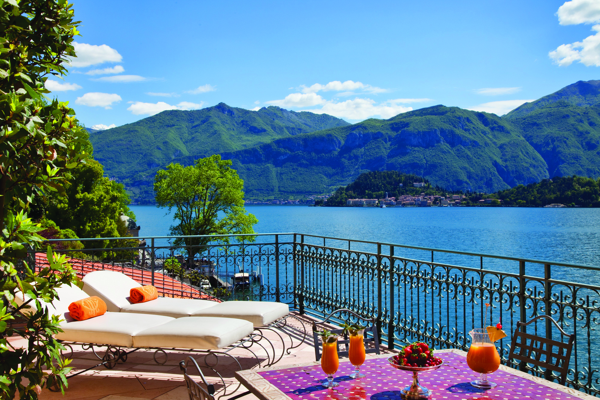 Grand Hotel Tremezzo Lake Como suite greta terrace sun loungers outdoor dining overlooking lake