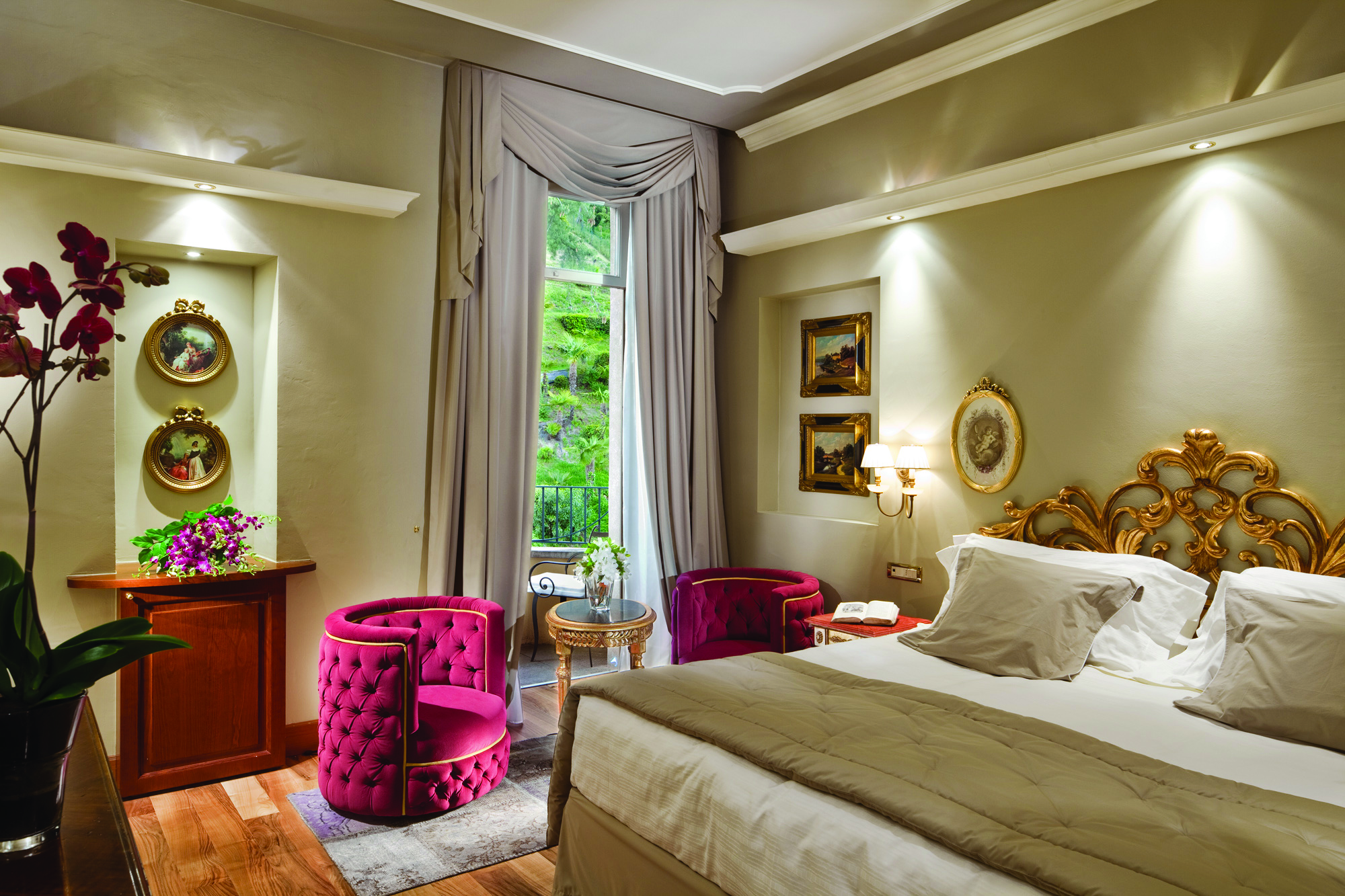 Grand Hotel Tremezzo Lake Como park view prestige room elegant décor balcony overlooking the park