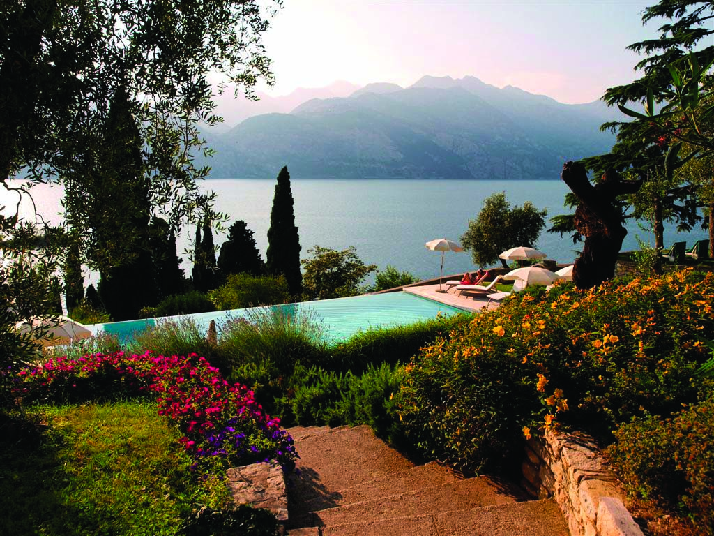 Bellevue San Lorenzo Lake Garda gardens and pool overlooking the lake