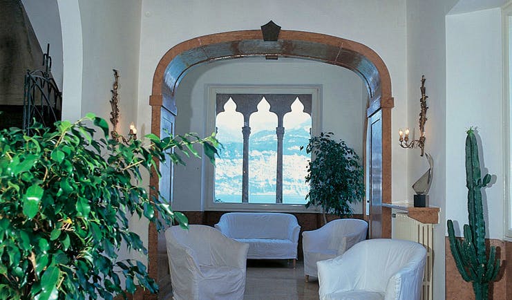 Bellevue San Lorenzo Lake Garda lounge indoor seating area traditional architecture