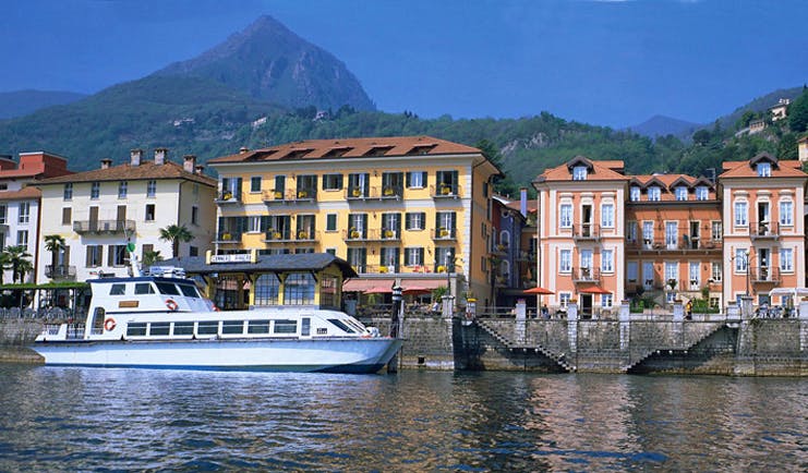 Hotel Cannero Lake Maggiore lake side boat harbour architectural features