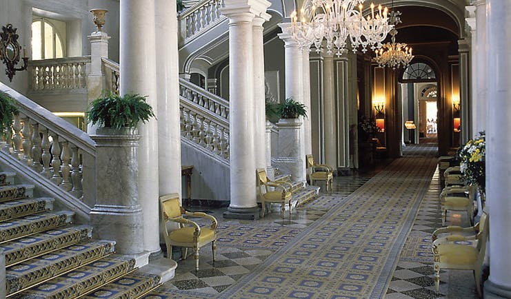 Villa d' Este Lake Como traditional décor marble tiles and columns