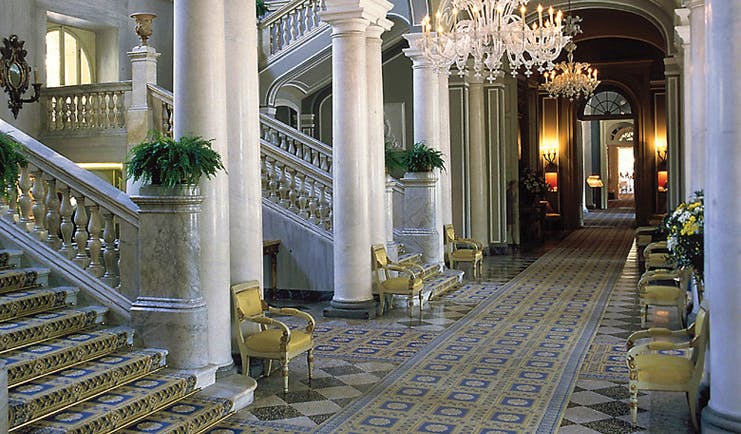 Villa d' Este Lake Como traditional décor marble tiles and columns