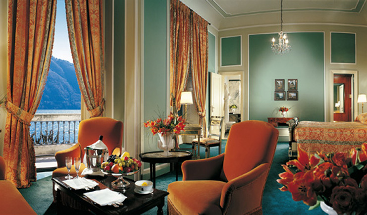Villa d' Este Lake Como suite bed living area traditional décor views over lake