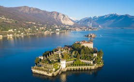 Island with terraced gardens in middle of lake Maggiore called Isola Bella