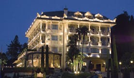 Villa Aminta Lake Maggiore hotel exterior by night ornate architecture