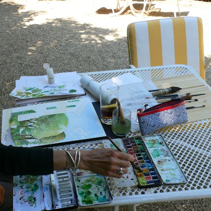 Painting in Tuscany at Villa le Barone paints and paper